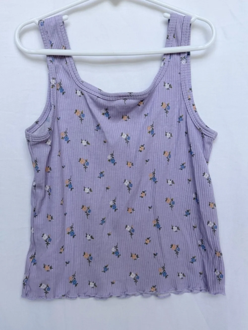 Old Navy Lavender Floral Ribbed Tank